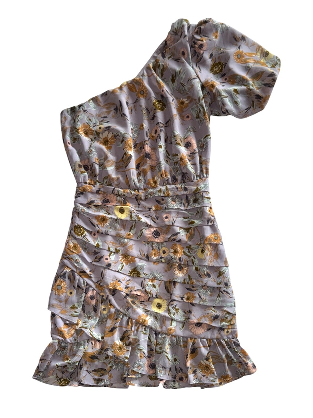 ASTR The Label Floral One-Shoulder Ruffle Mini Dress - Lavender - Picture 3 of 6